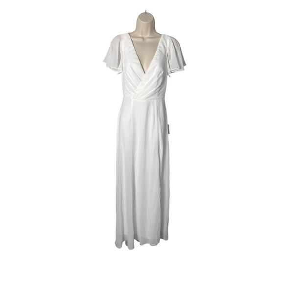 NWT Lulus Beautiful Perfection White Flutter Sleeve Embroidered Maxi Dress Sz S - Picture 3 of 13
